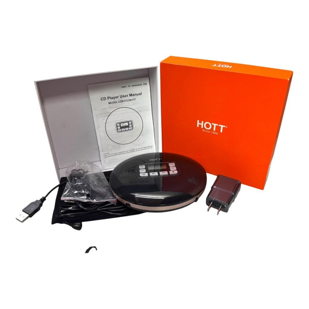 Hott Portable CD Player With USB Cable Wired Earphones & Charger Original Box